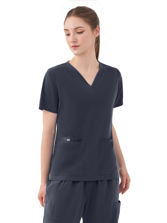 Women's Five-Pocket AURORA V-Neck Top - 1028 - Charcoal
