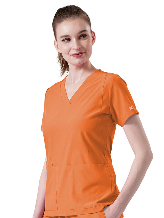 Women's Five-Pocket AURORA V-Neck Top - 1028 - Tangerine