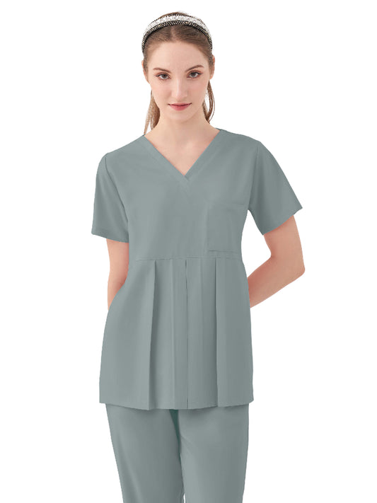 Women's One-Pocket ASPEN Peplum Maternity V-Neck Top - 1068 - Camp Green