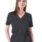 Women's Two-Pocket Mock Wrap Cinch Waist Iris Top - 1078 - Charcoal