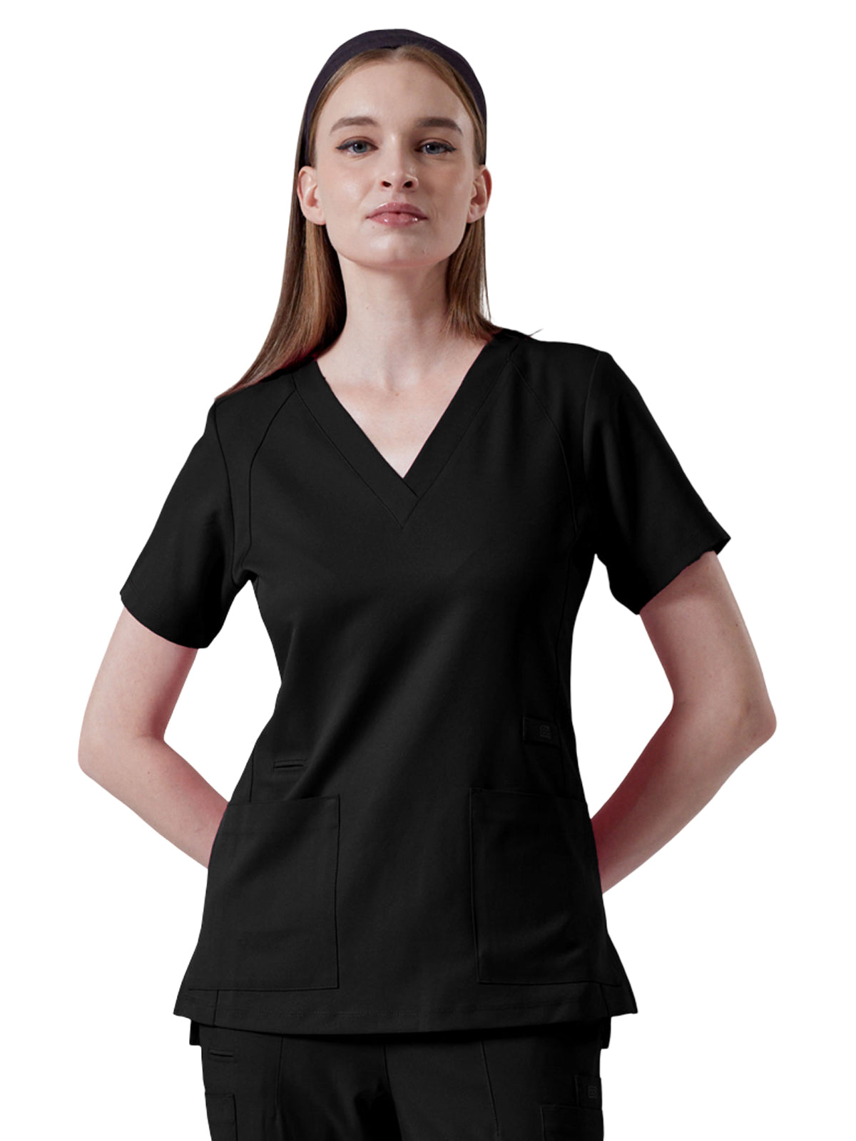 Women's Four-Pocket ELLE V-Neck Top - 1103 - Black