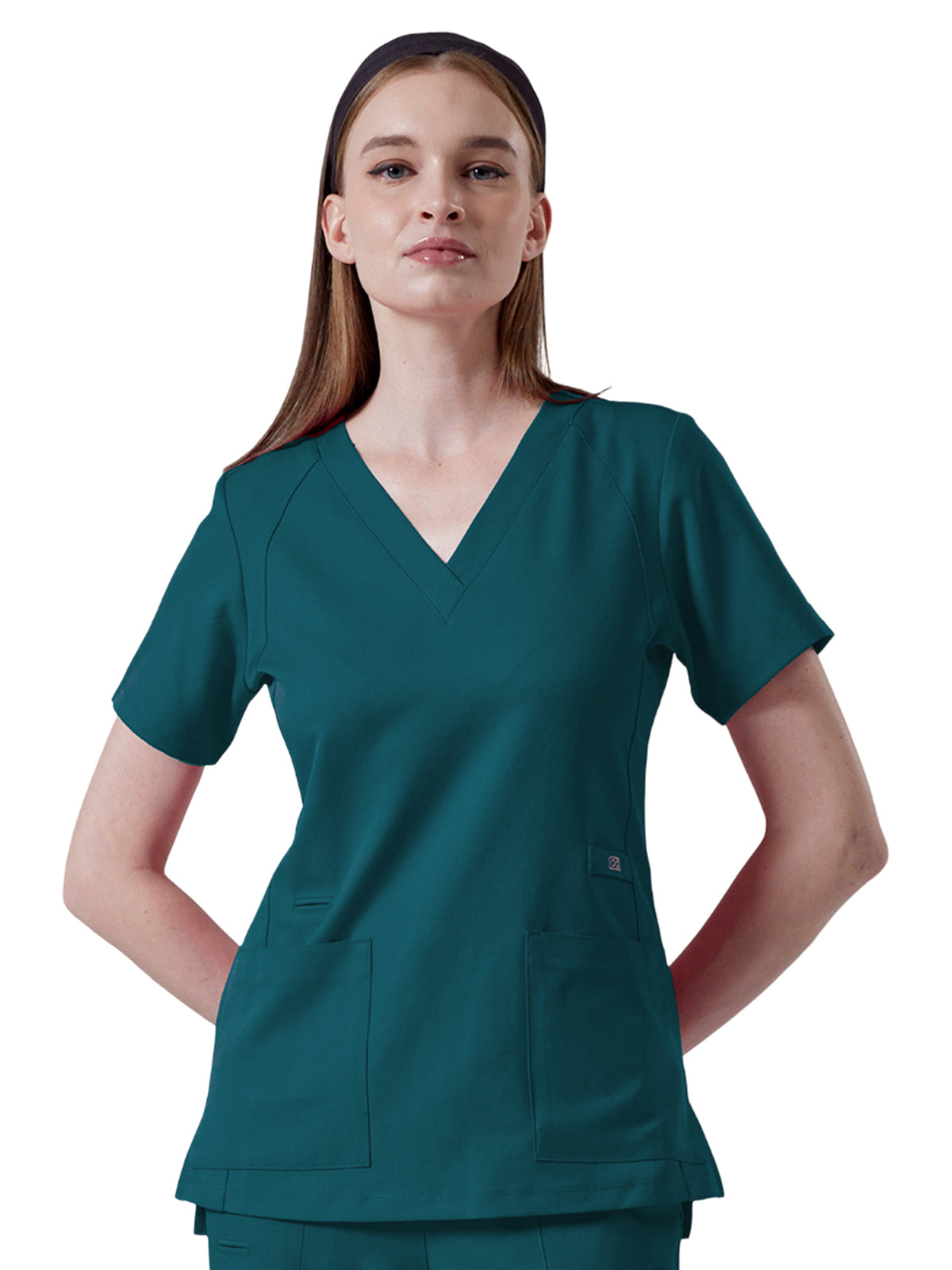 Women's Four-Pocket ELLE V-Neck Top - 1103 - Caribbean