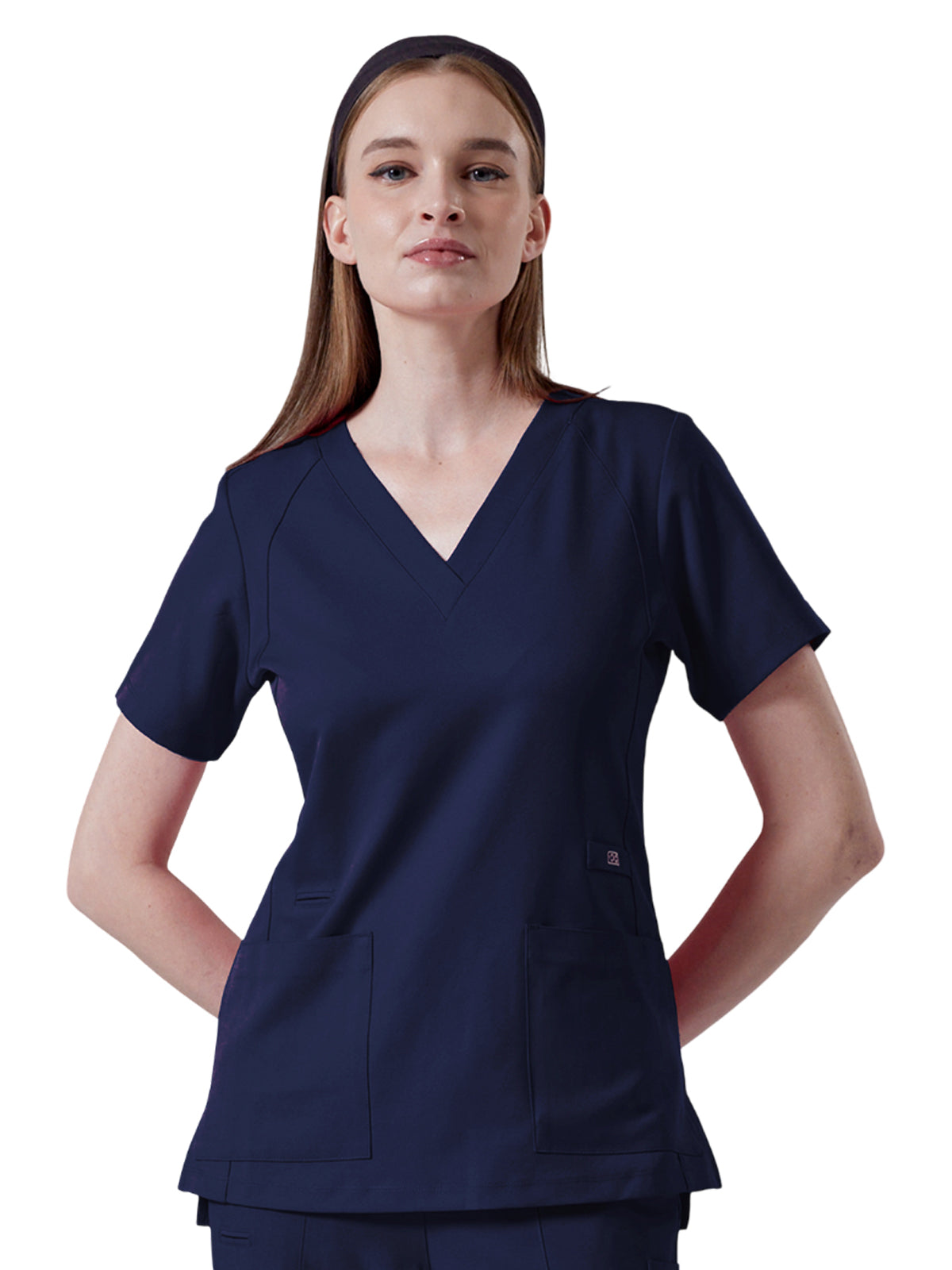 Women's Four-Pocket ELLE V-Neck Top - 1103 - Navy