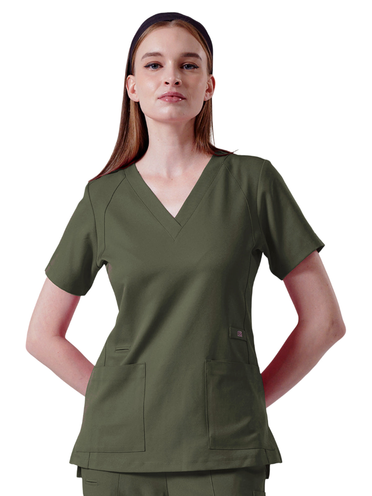Women's Four-Pocket ELLE V-Neck Top - 1103 - Olive