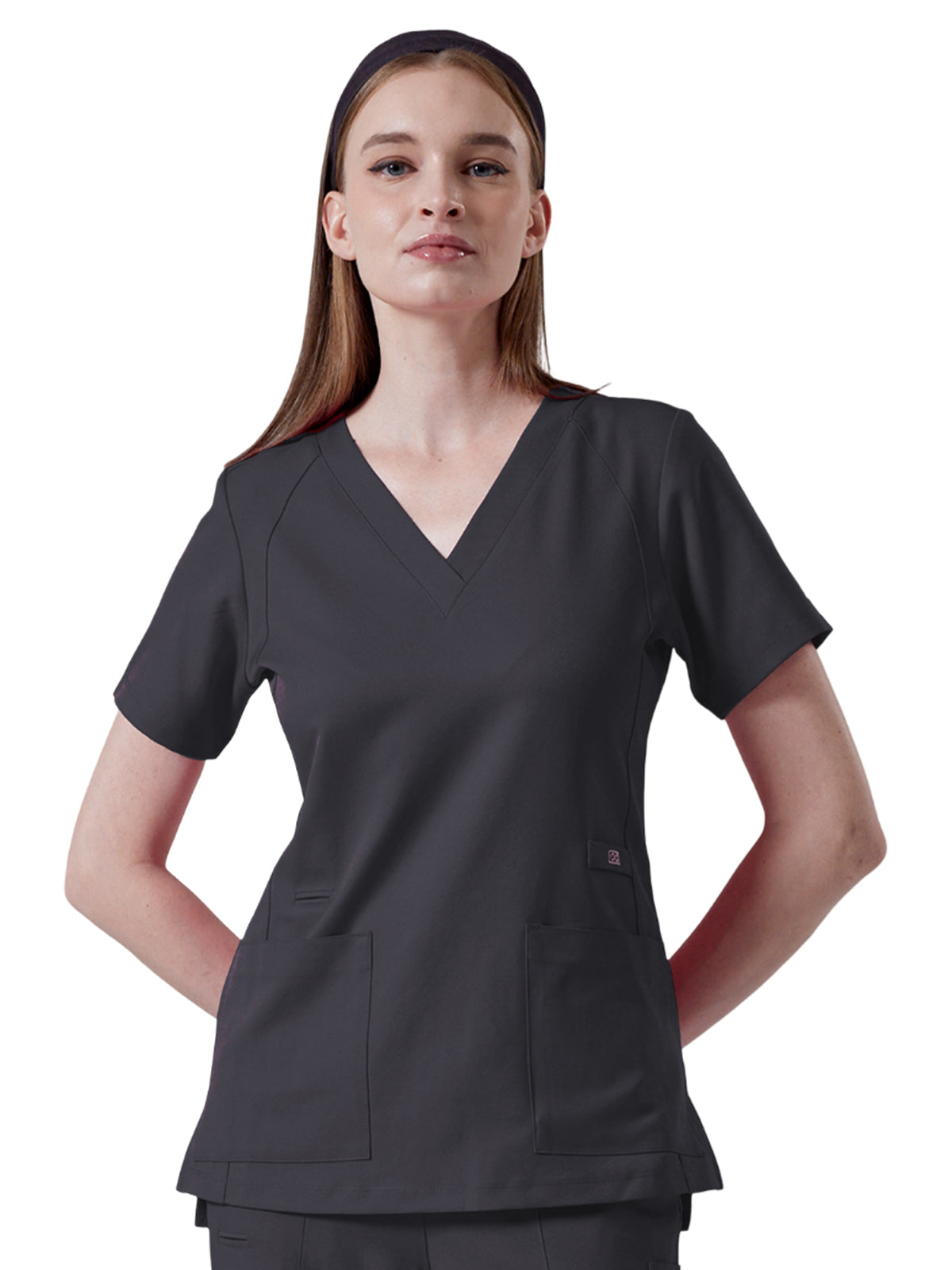 Women's Four-Pocket ELLE V-Neck Top - 1103 - Pewter