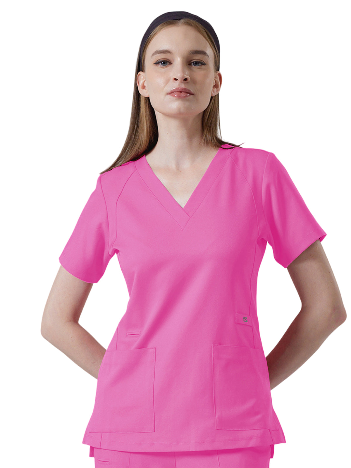 Women's Four-Pocket ELLE V-Neck Top - 1103 - Pretty In Pink