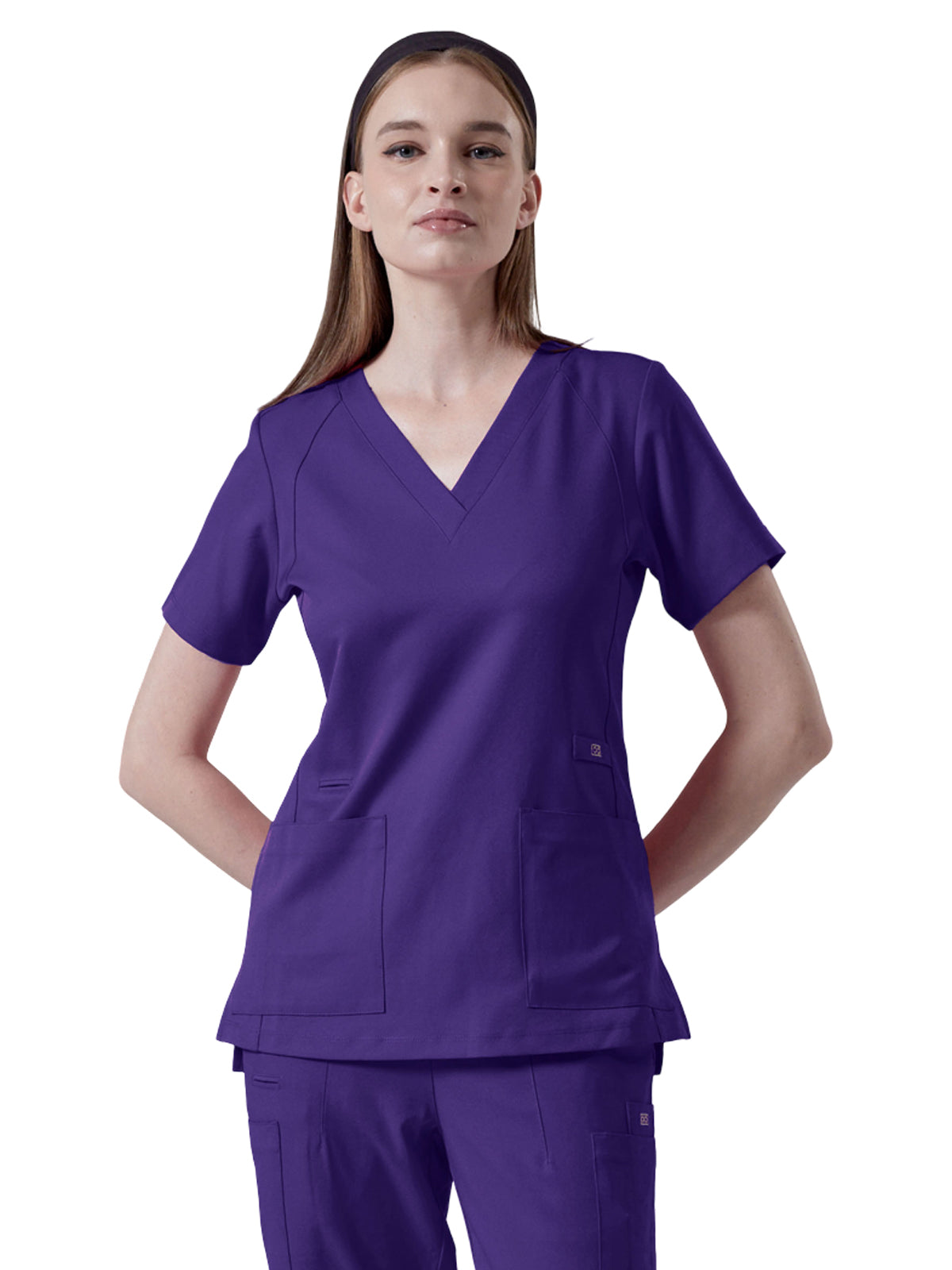 Women's Four-Pocket ELLE V-Neck Top - 1103 - Purple
