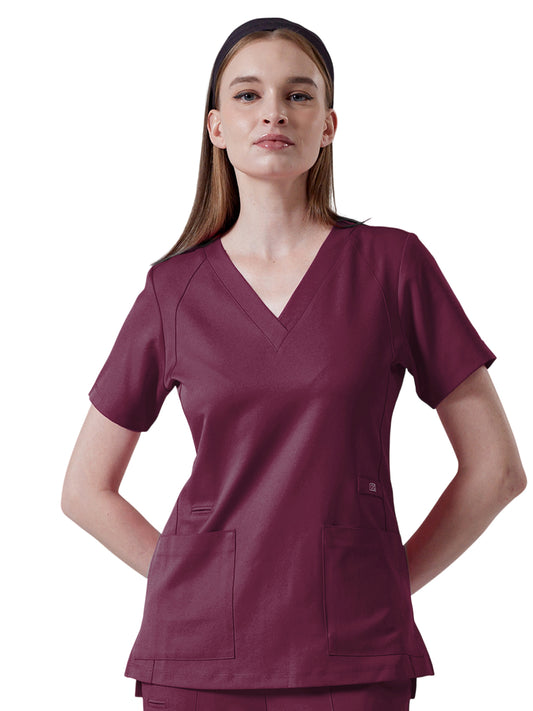 Women's Four-Pocket ELLE V-Neck Top - 1103 - Wine