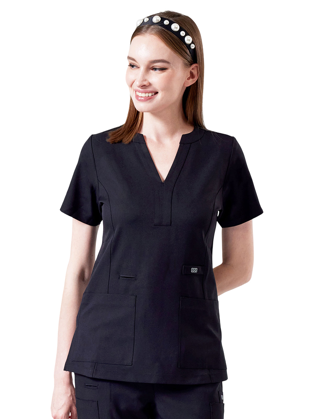 Women's Four-Pocket STAR Y-Neck Top - 1133 - Black