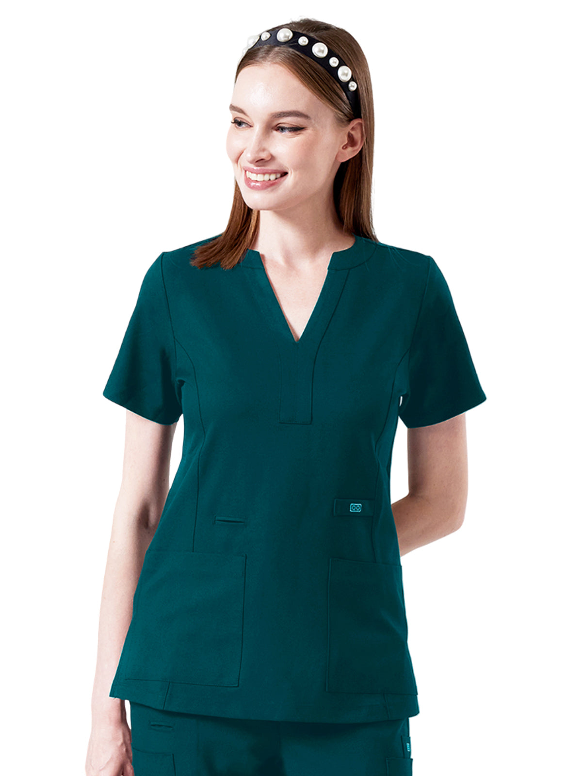 Women's Four-Pocket STAR Y-Neck Top - 1133 - Caribbean