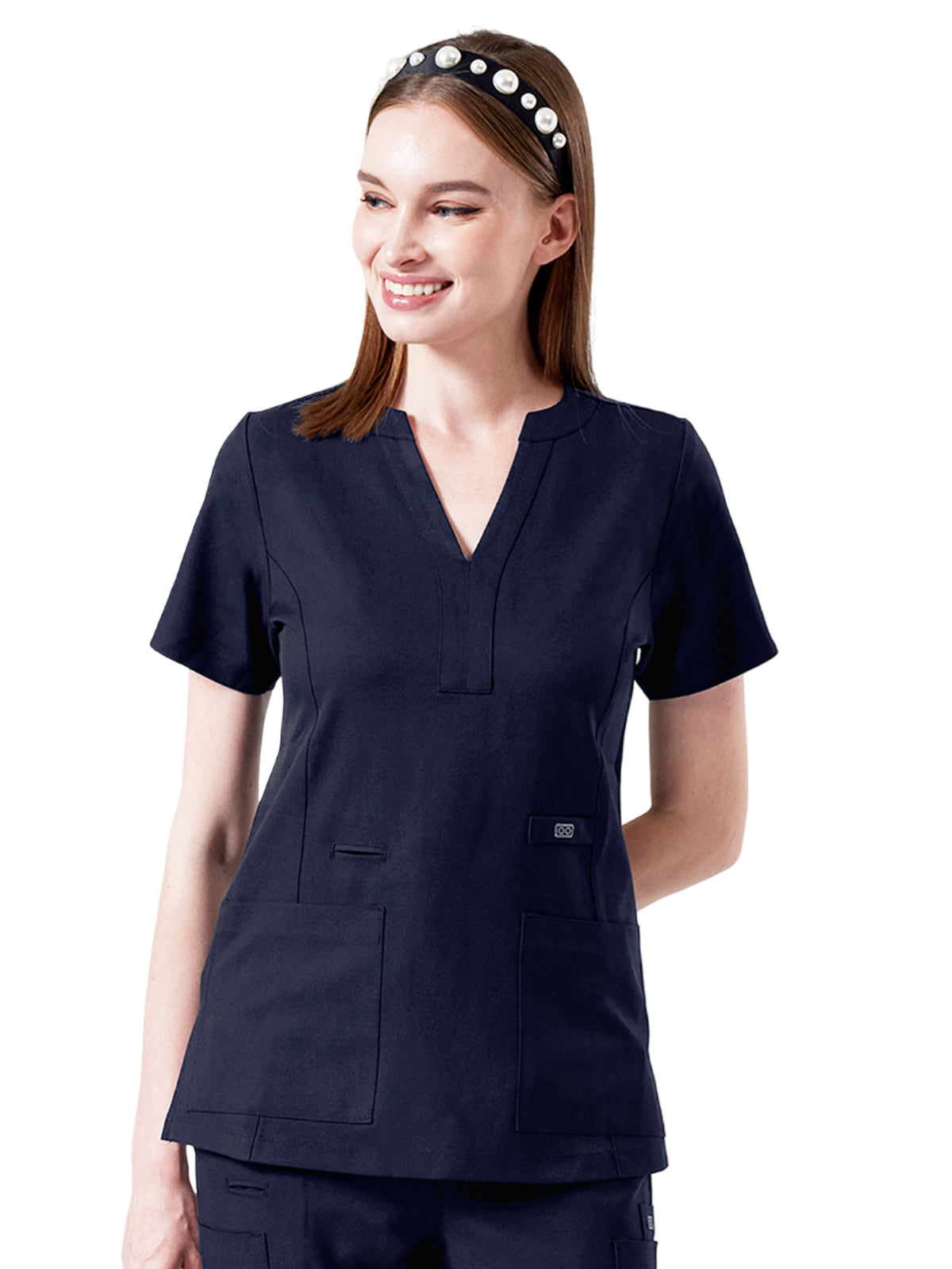 Women's Four-Pocket STAR Y-Neck Top - 1133 - Navy