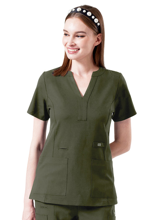 Women's Four-Pocket STAR Y-Neck Top - 1133 - Olive