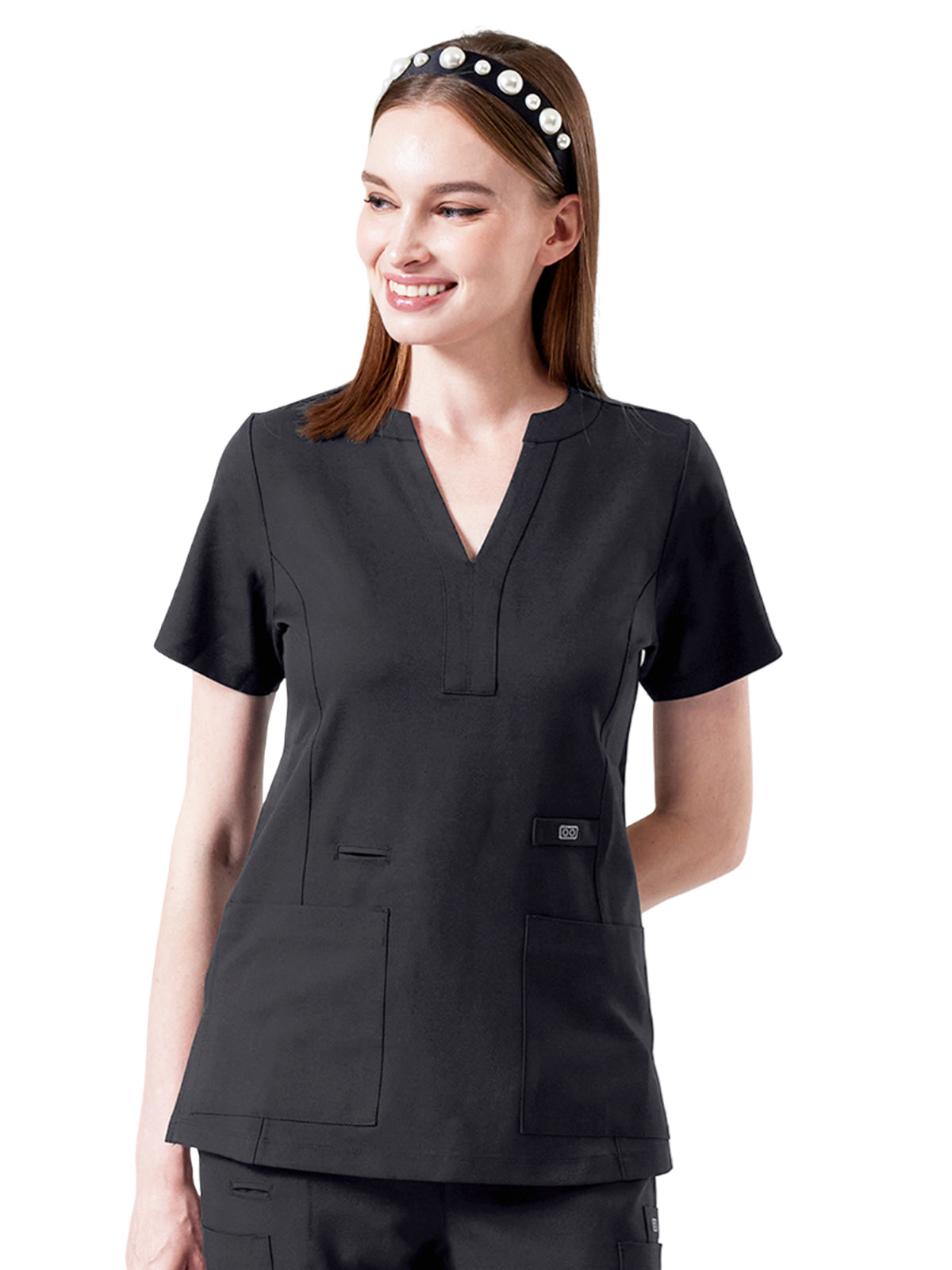 Women's Four-Pocket STAR Y-Neck Top - 1133 - Pewter