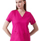 Women's Four-Pocket V-Neck LEXA Stretch Panel Top - 1143 - Hot Pink