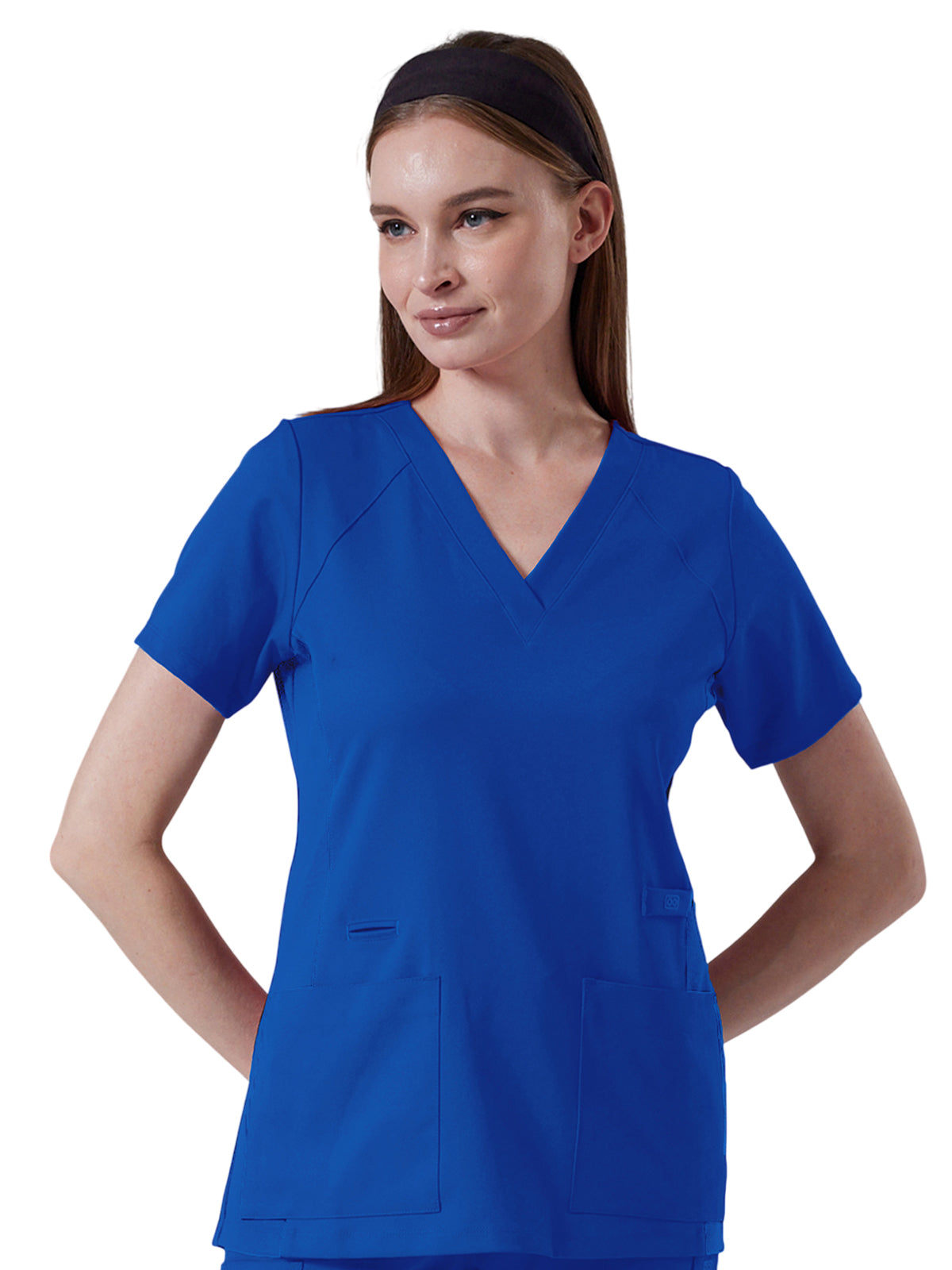 Women's Four-Pocket V-Neck LEXA Stretch Panel Top - 1143 - Royal Blue