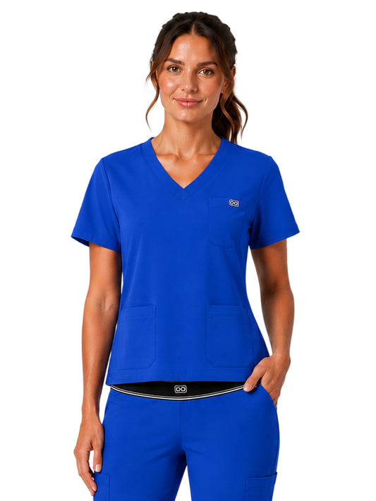 Women's Three-Pocket Demi V-Neck Top - 1203 - Royal Blue