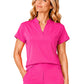 Women's Two Pocket Jade Y-Neck Top - 1213 - Hot Pink