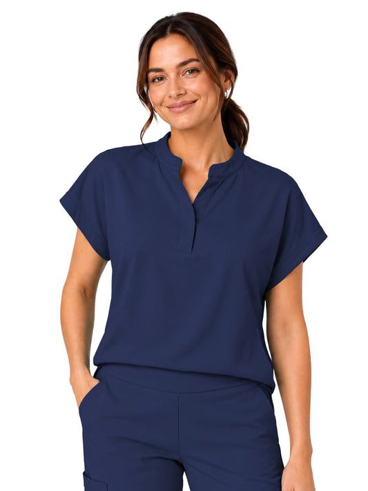 Women's Two Pocket Jade Y-Neck Top - 1213 - Navy