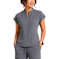 Women's Two Pocket Jade Y-Neck Top - 1213 - Pewter