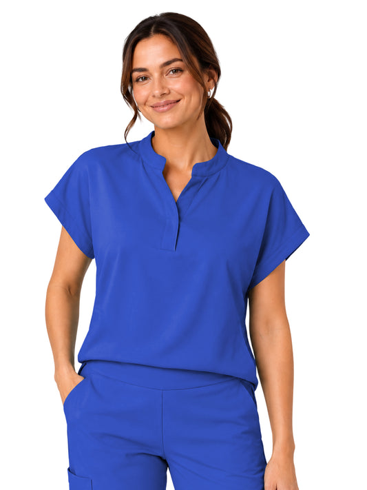 Women's Two Pocket Jade Y-Neck Top - 1213 - Royal Blue