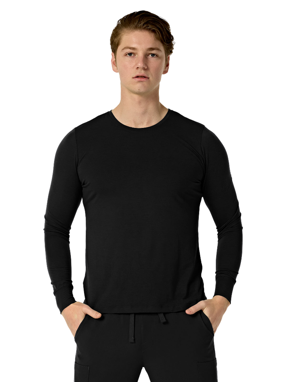 Men's Crew Neck Long Sleeve Tee - 5509 - Black