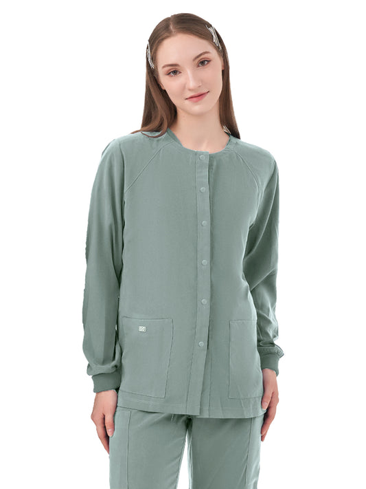 Women's Two-Pocket CELESTE Snap Front Jacket - 6048 - Camp Green