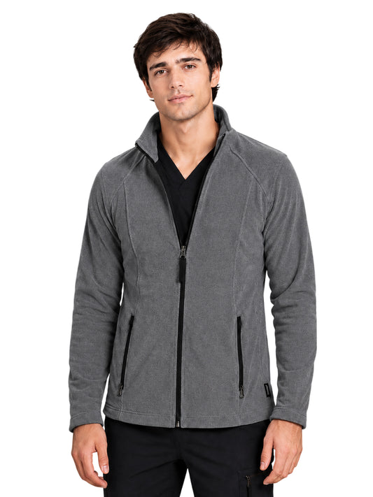 Men's Two-Pocket Bonded Fleece Full Zip Jacket - 6555 - Heather Grey
