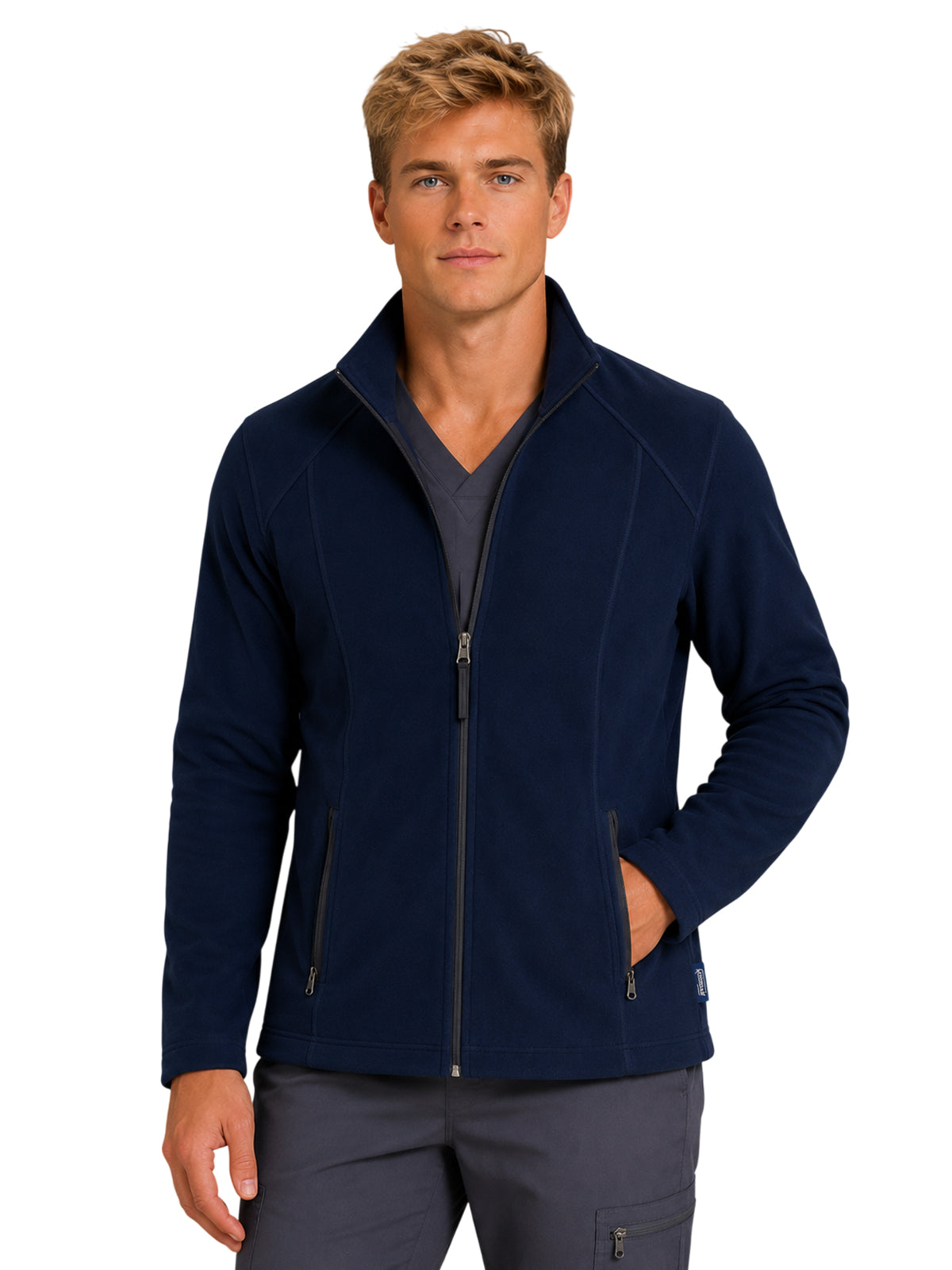 Men's Two-Pocket Bonded Fleece Full Zip Jacket - 6555 - Navy