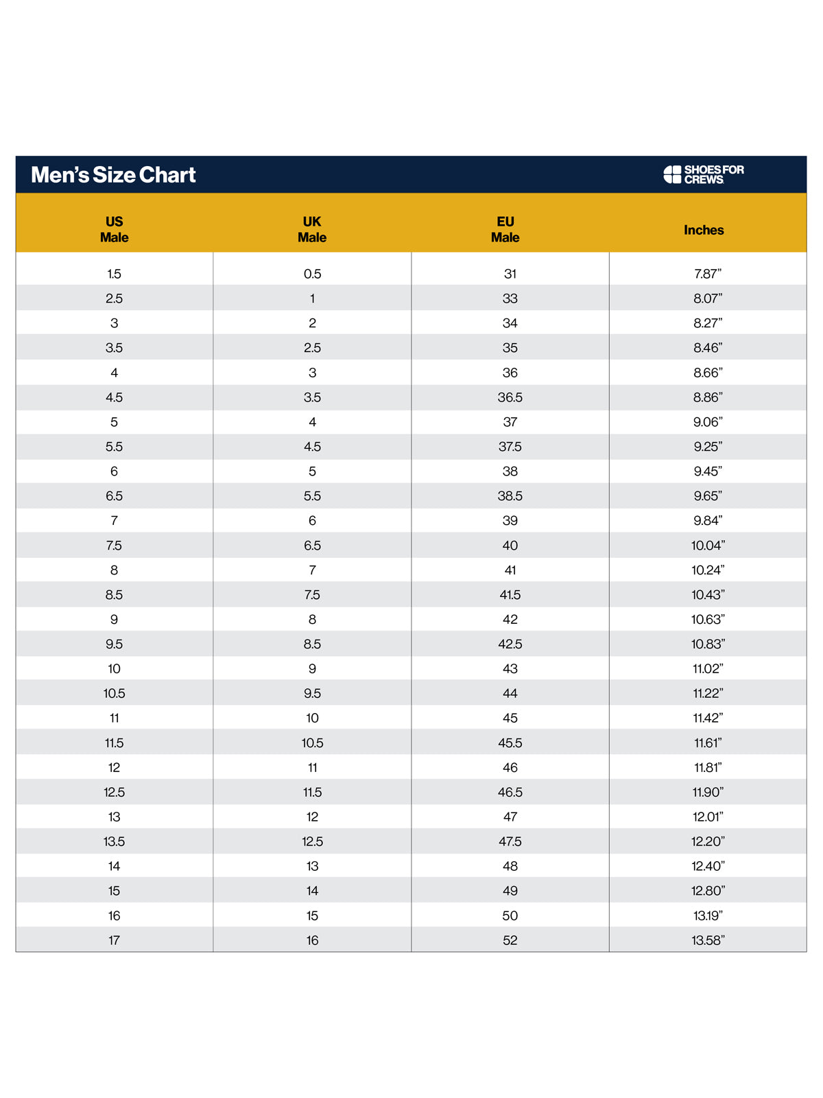 SIZECHART