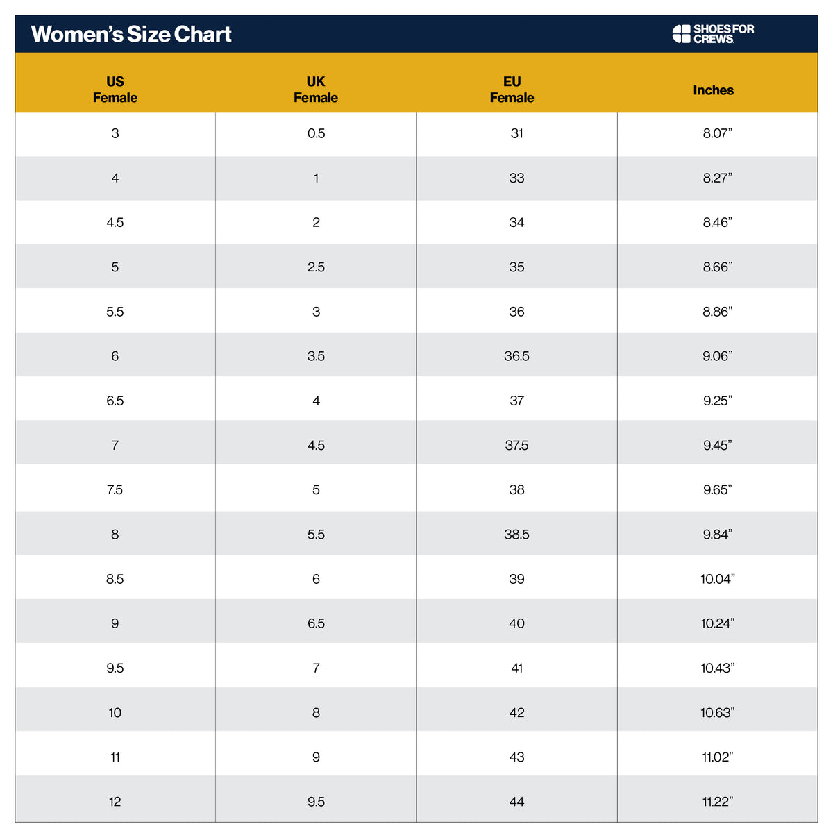 SIZECHART