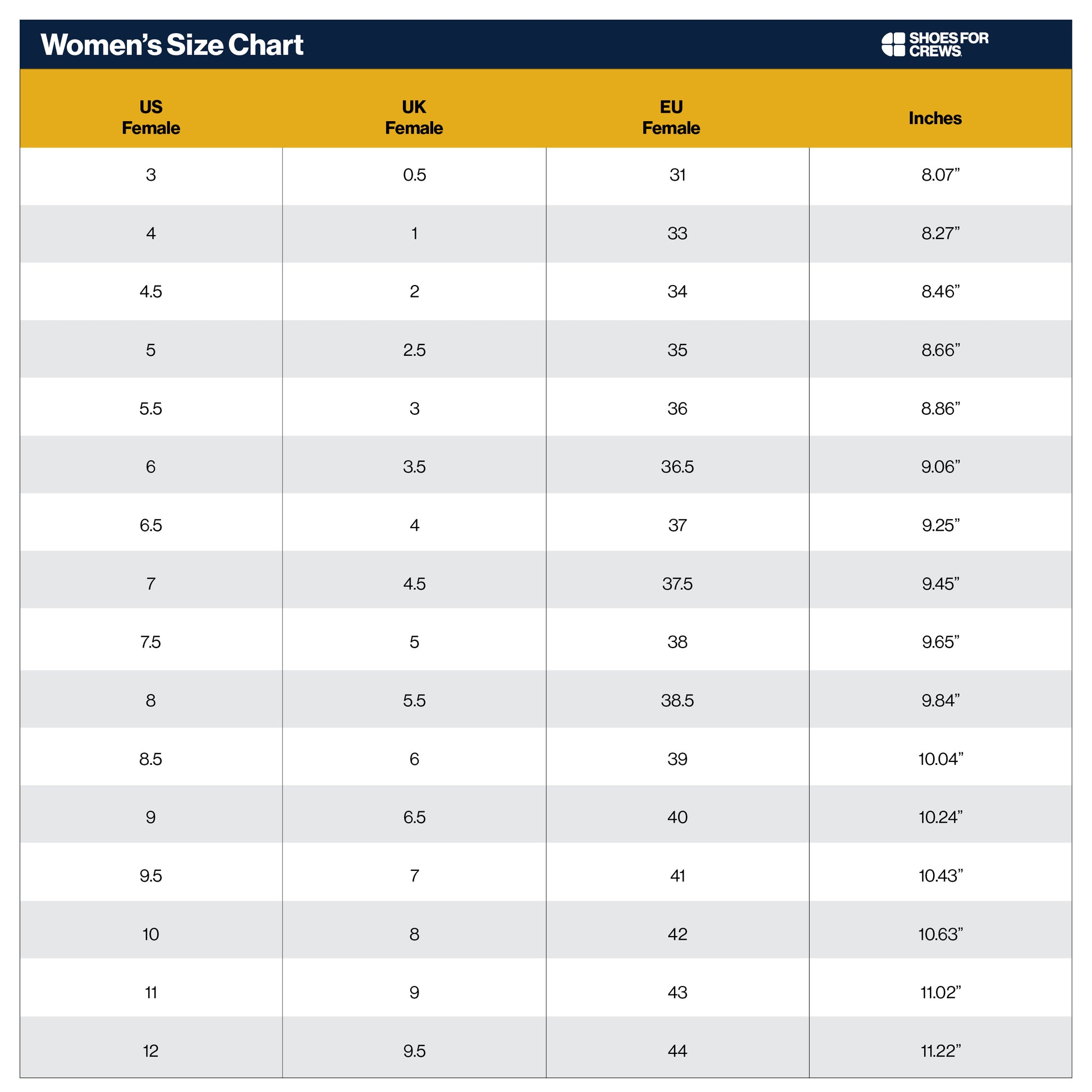 SIZECHART