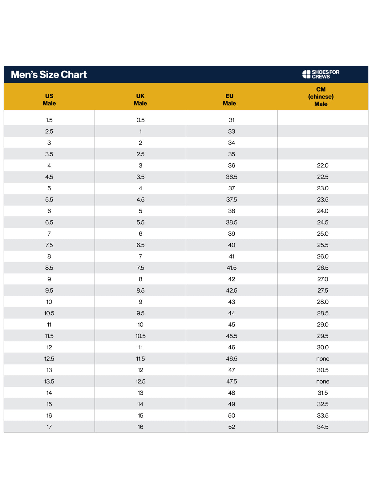 SIZECHART