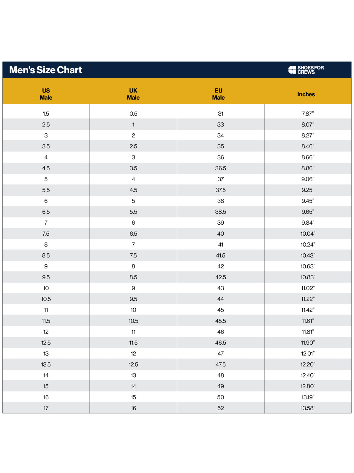 SIZECHART