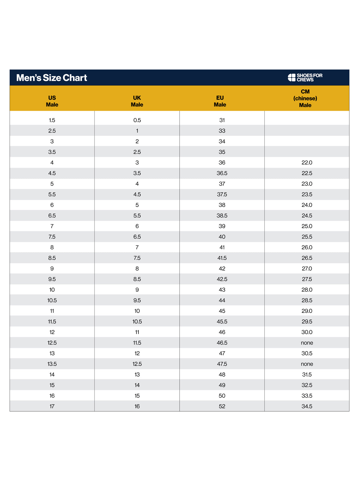 SIZECHART