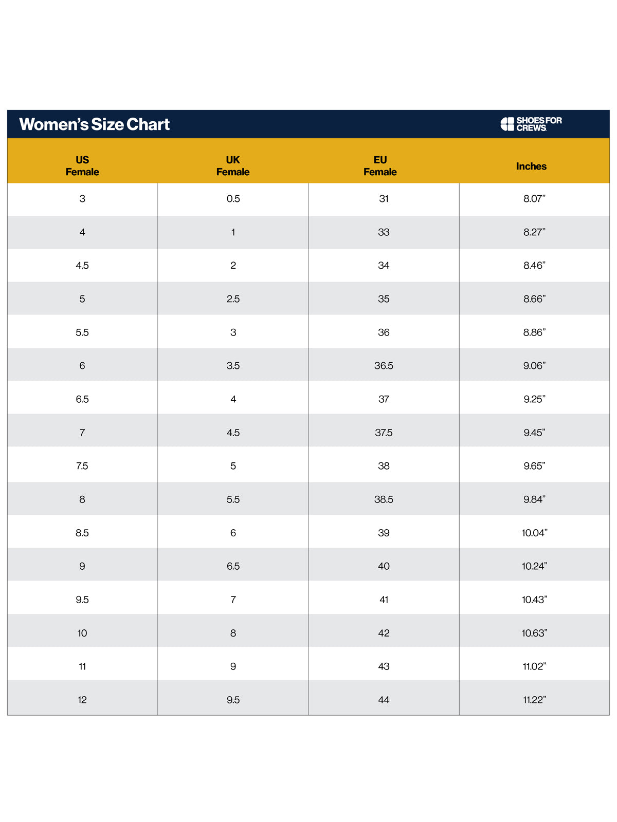 SIZECHART