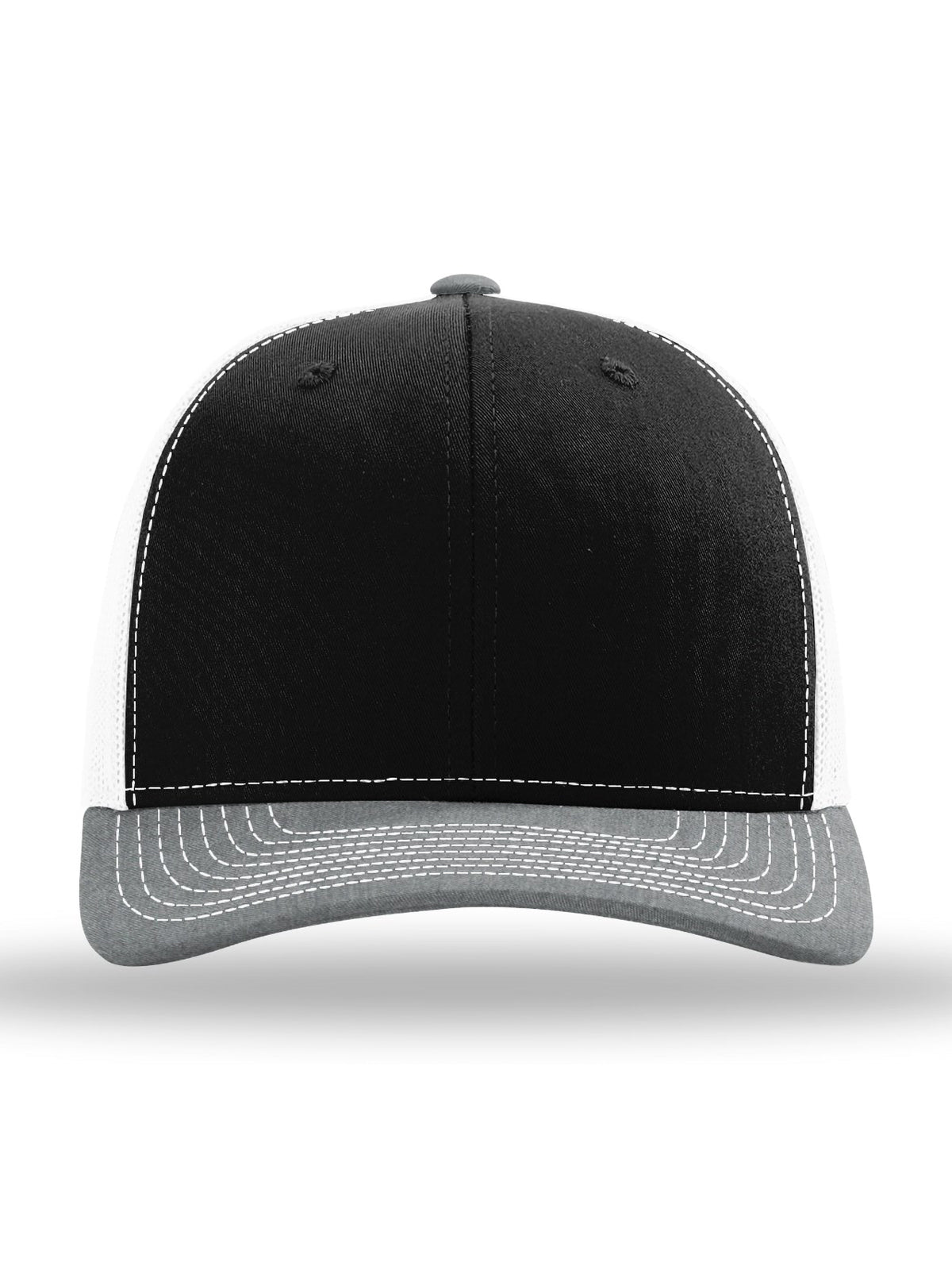 Unisex Trucker Cap - 112 - Black/ White/ Heather Grey