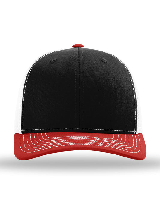 Unisex Trucker Cap - 112 - Black/ White/ Red