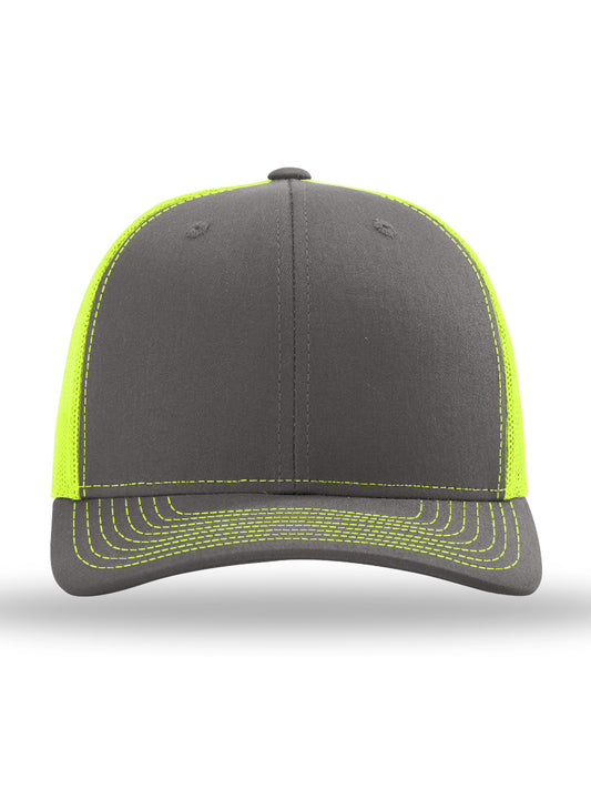 Unisex Trucker Cap - 112 - Charcoal/ Neon Yellow