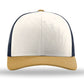 Unisex Trucker Cap - 112 - Cream/ Navy/ Amber Gold
