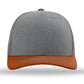 Unisex Trucker Cap - 112 - Heather Grey/ Charcoal/ Dark Orange