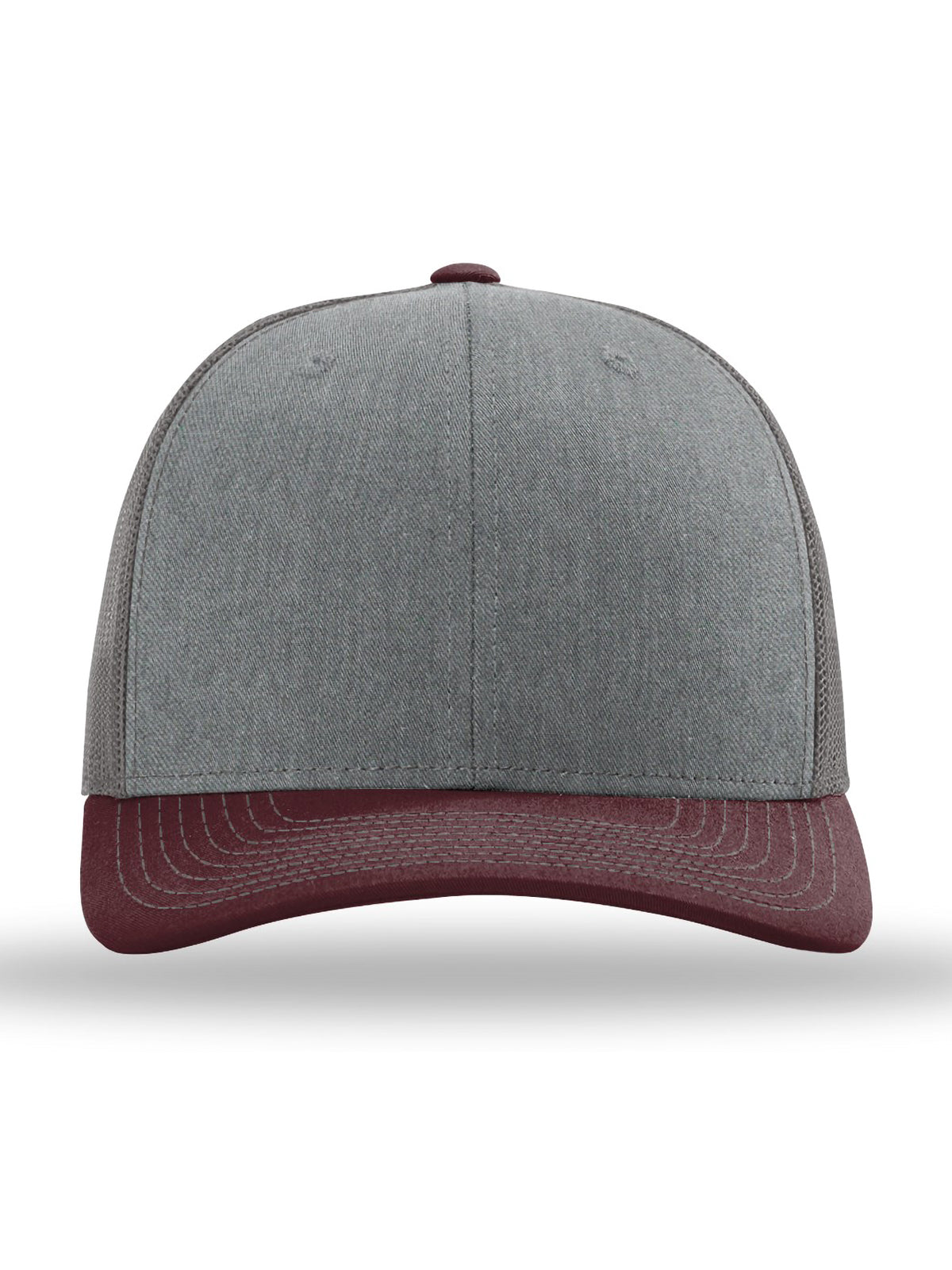Unisex Trucker Cap - 112 - Heather Grey/ Charcoal/ Maroon