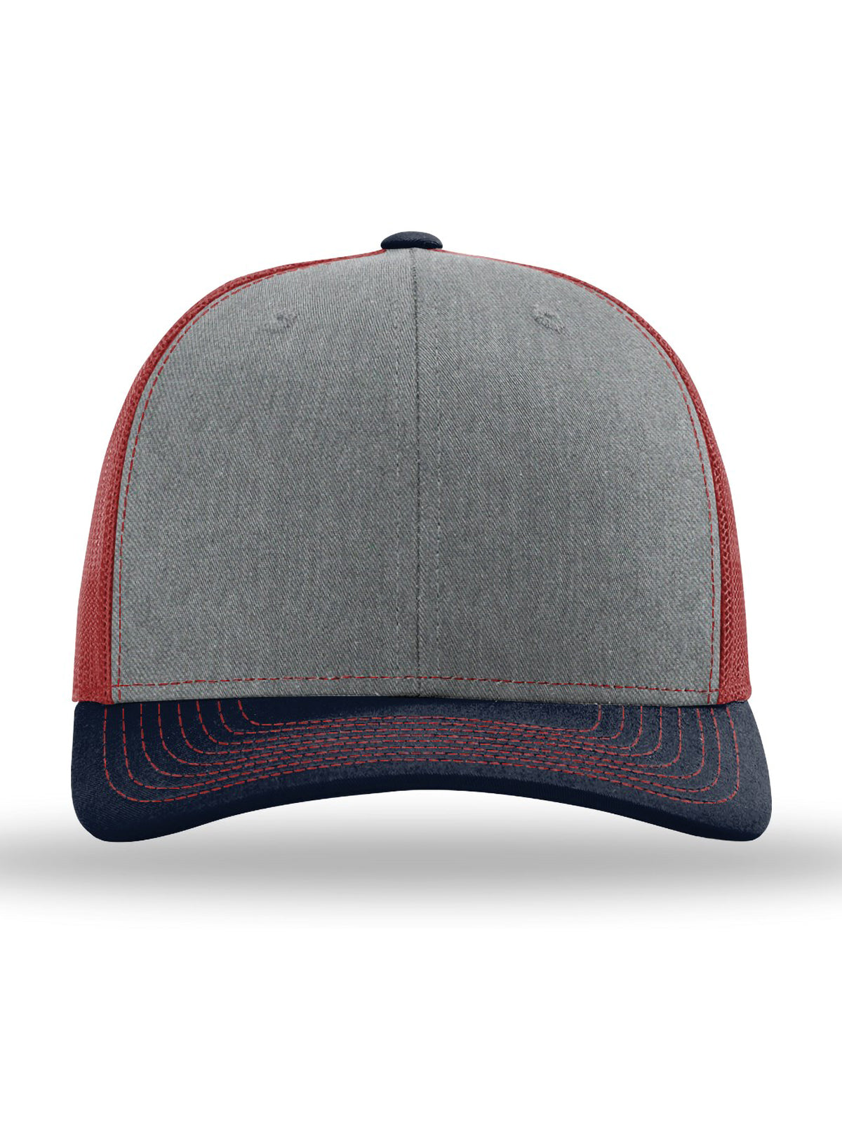 Unisex Trucker Cap - 112 - Heather Grey/ Cardinal/ Navy