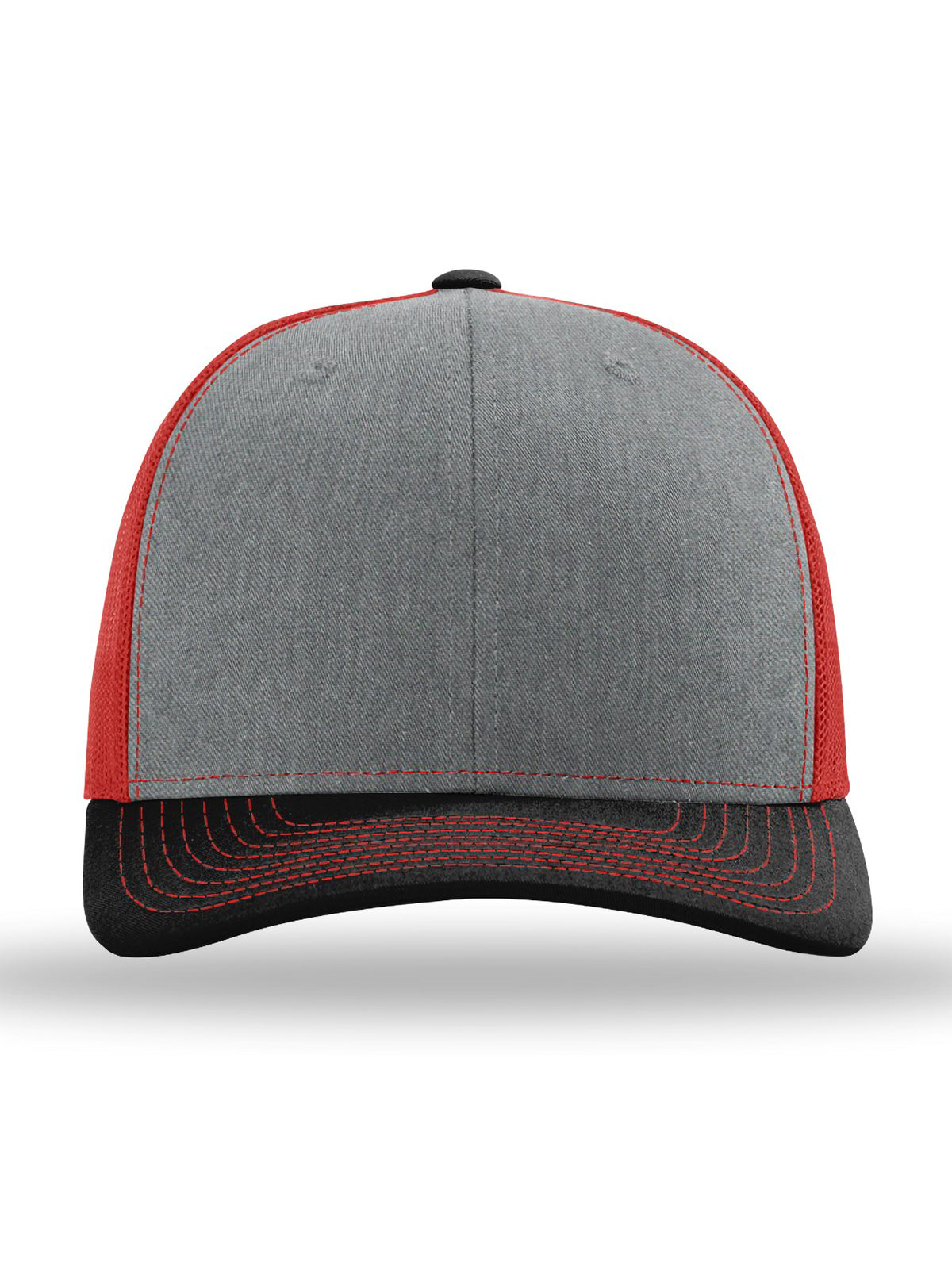 Unisex Trucker Cap - 112 - Heather Grey/ Red/ Black