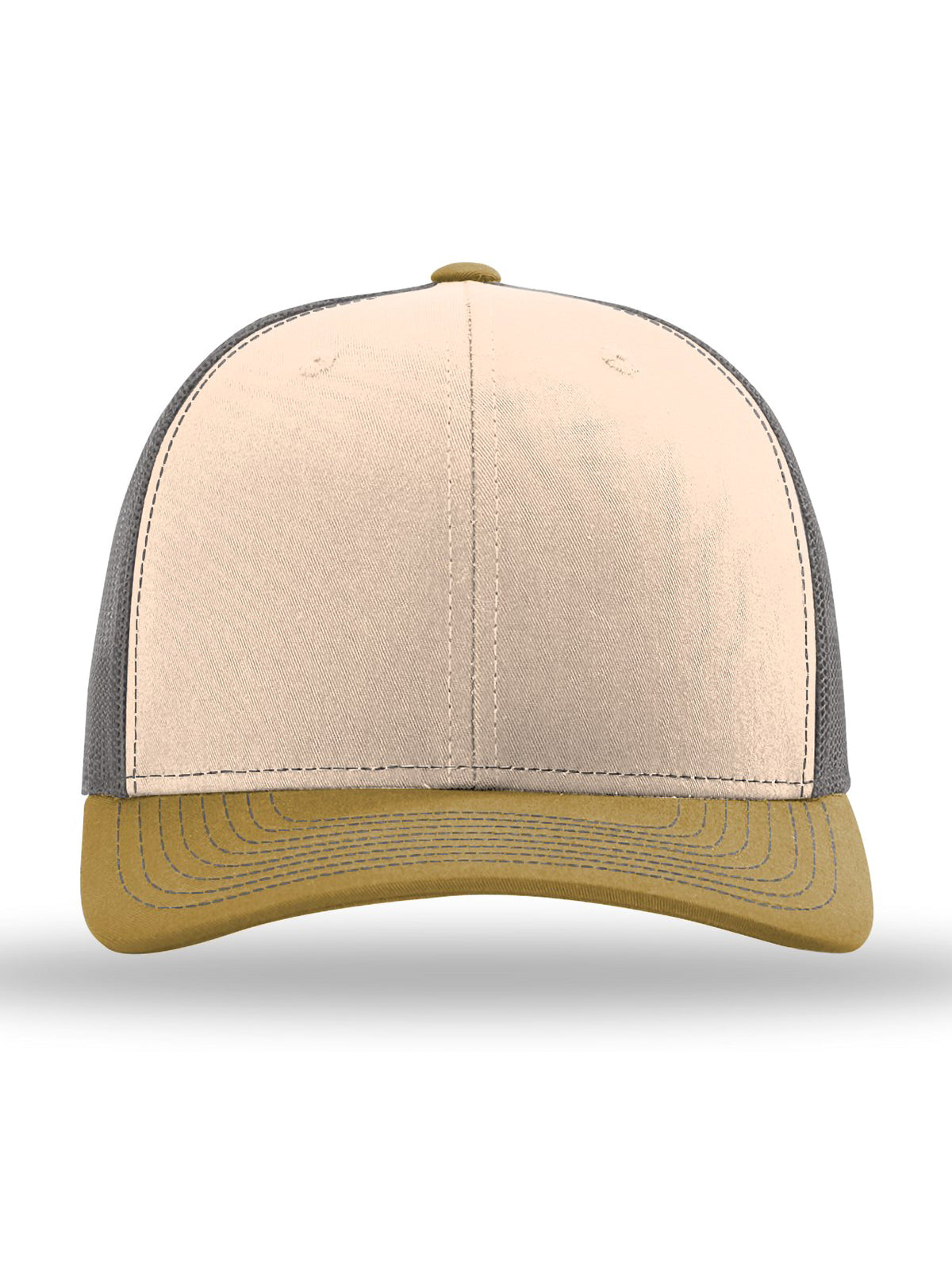Unisex Trucker Cap - 112 - Mink Beige/ Charcoal/ Amber Gold