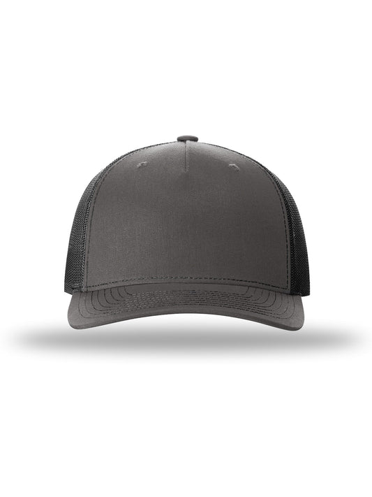 Unisex Five-Panel Trucker Cap - 112FP - Charcoal/Black