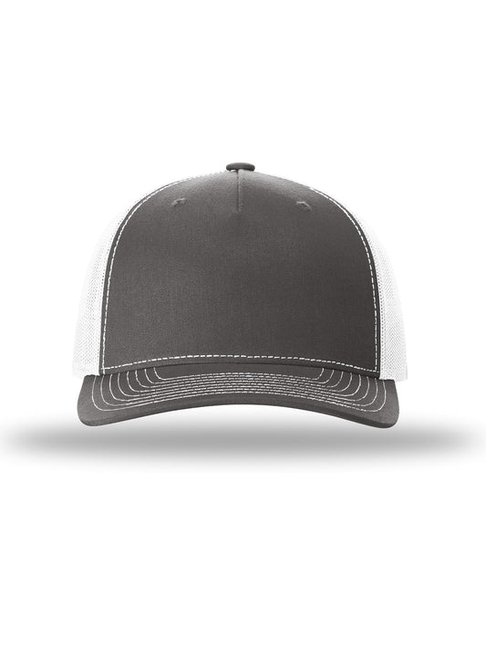 Unisex Five-Panel Trucker Cap - 112FP - Charcoal/White