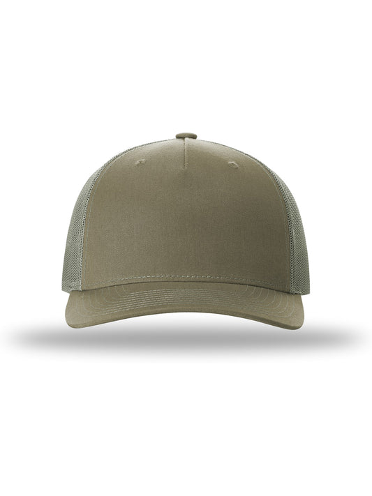 Unisex Five-Panel Trucker Cap - 112FP - Pale Khaki/Loden
