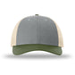 Unisex Low Pro Trucker Cap - 115 - Heather Grey/Birch/Army Olive