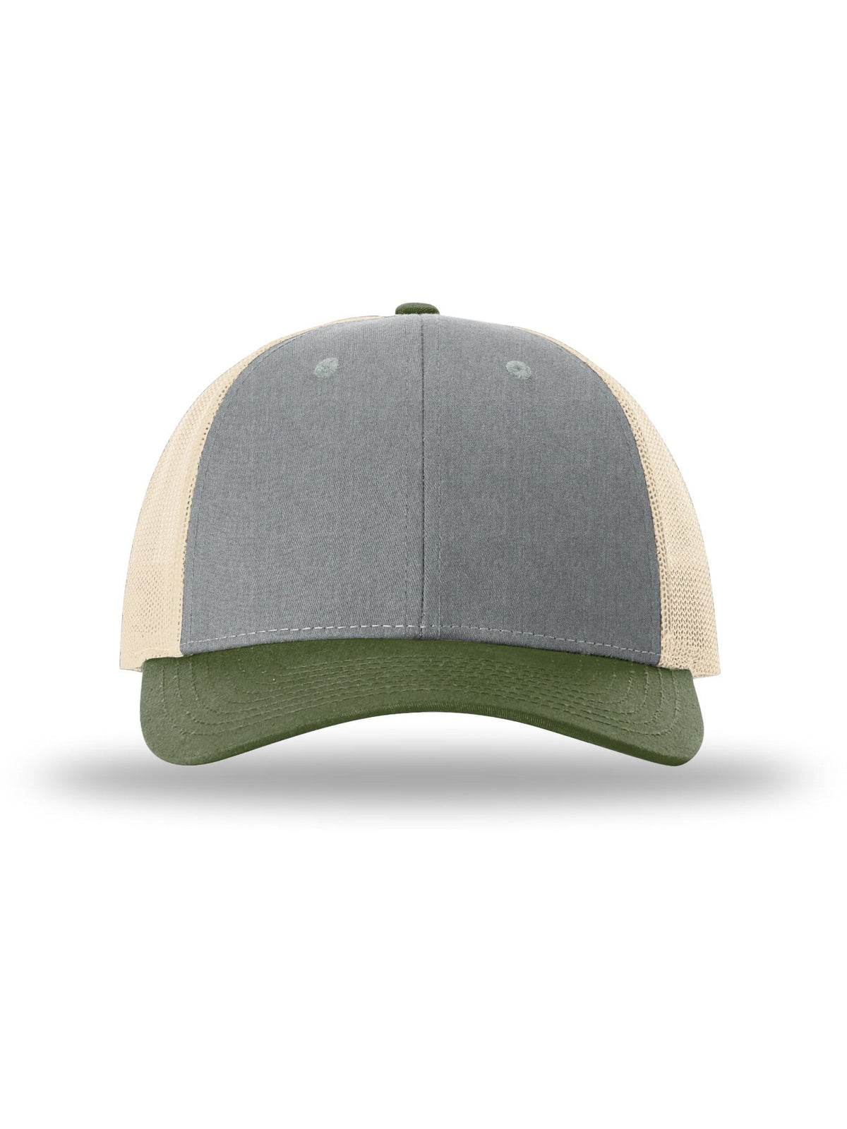Unisex Low Pro Trucker Cap - 115 - Heather Grey/Birch/Army Olive
