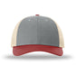 Unisex Low Pro Trucker Cap - 115 - Heather Grey/Birch/Cardinal